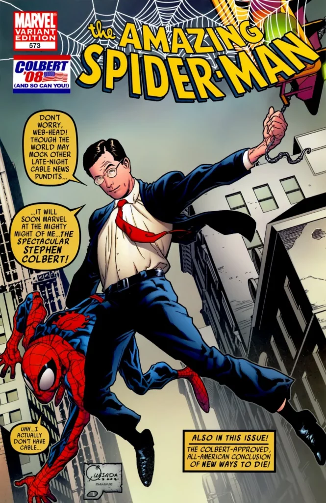 Stephen Colbert in a Spider-Man comic