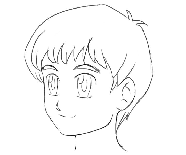 Lineart Anime Boy Short Hair by watermarksun on DeviantArt