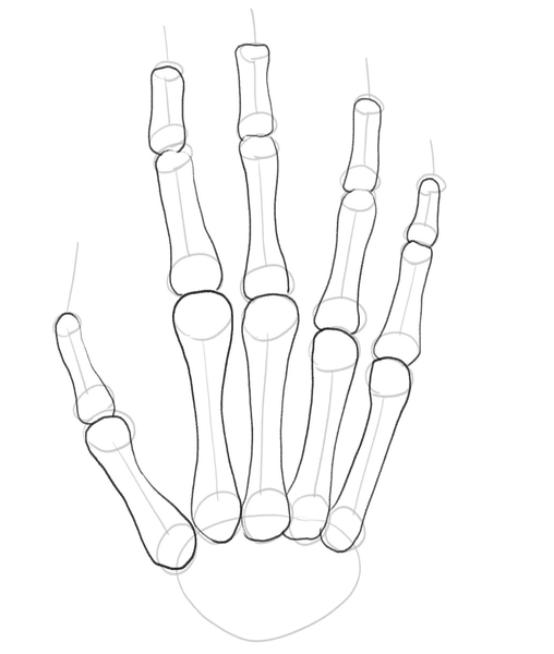 simple skeleton hand drawing
