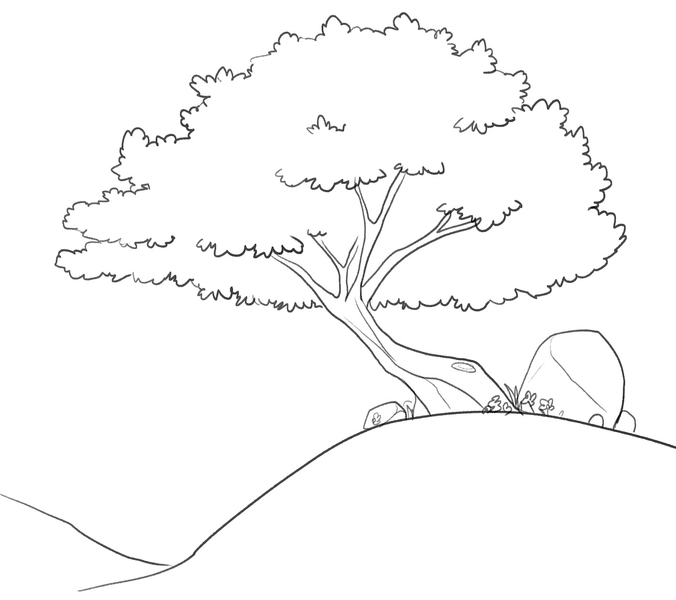 tree drawing finished outline