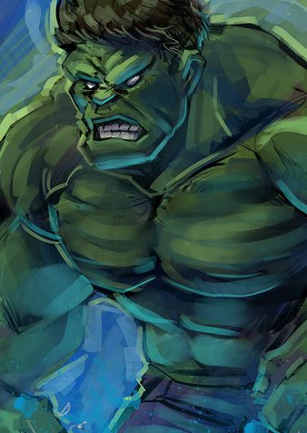 Drawing of the Hulk.