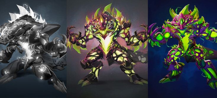 Different versions of Raze's design.