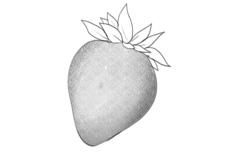 a strawberry shaded in light grey