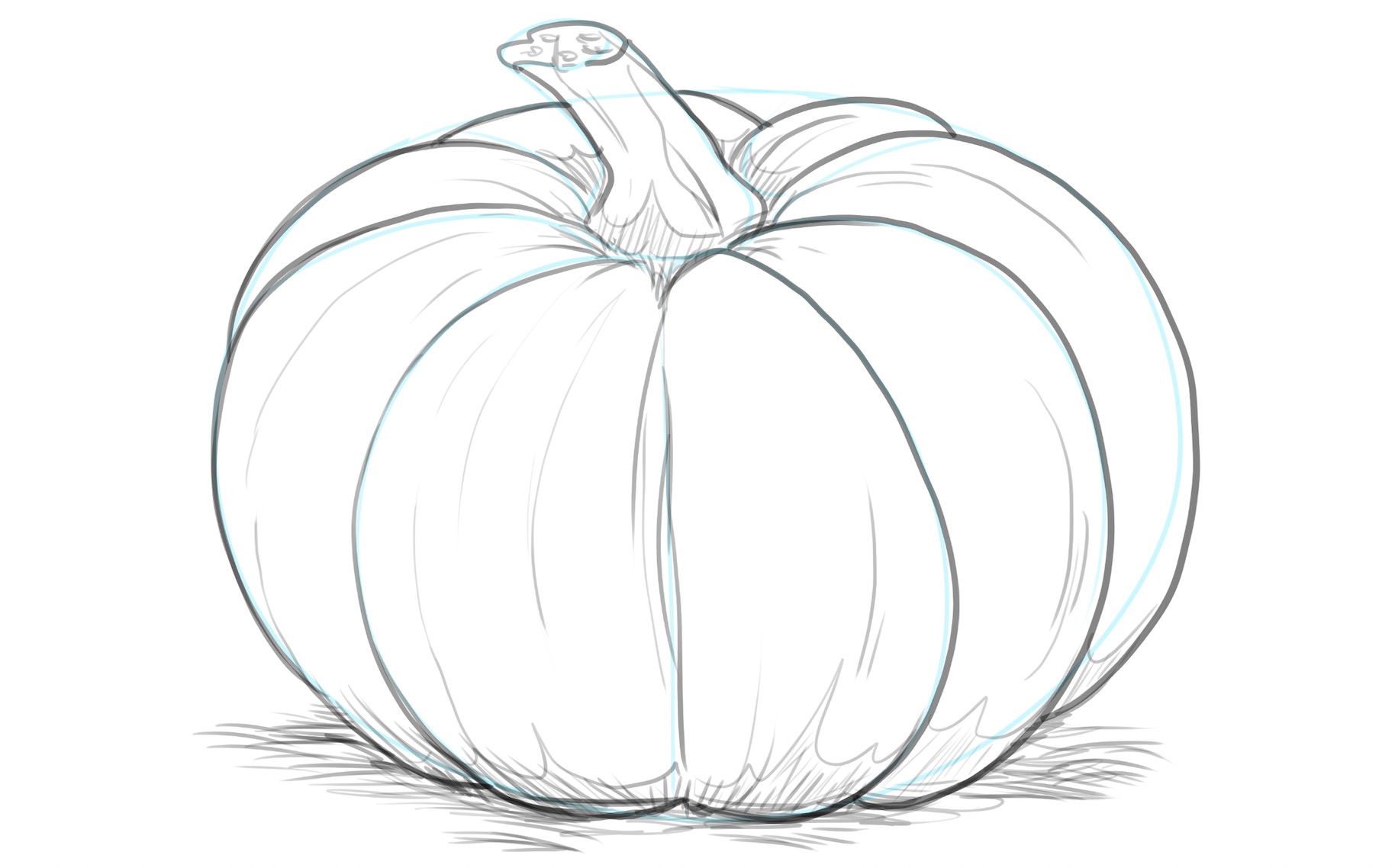 Ground drawn under the pumpkin.