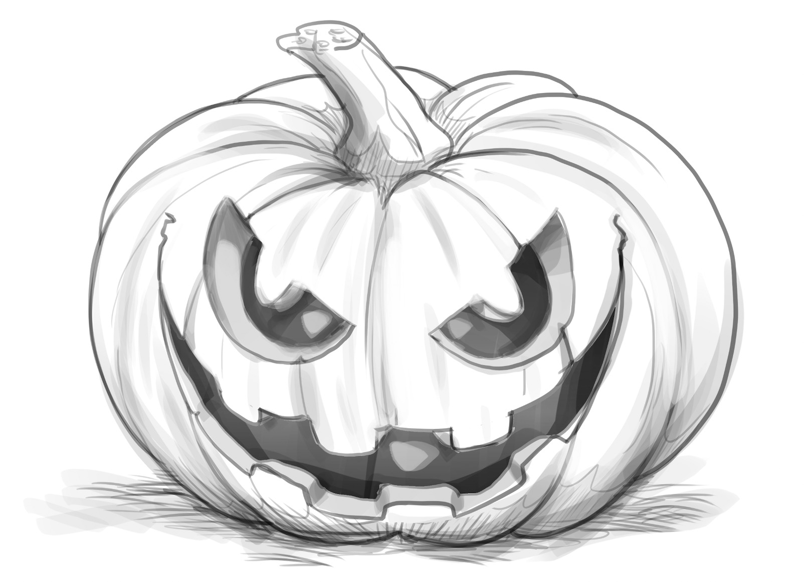 Finished drawing of a Halloween pumpkin.