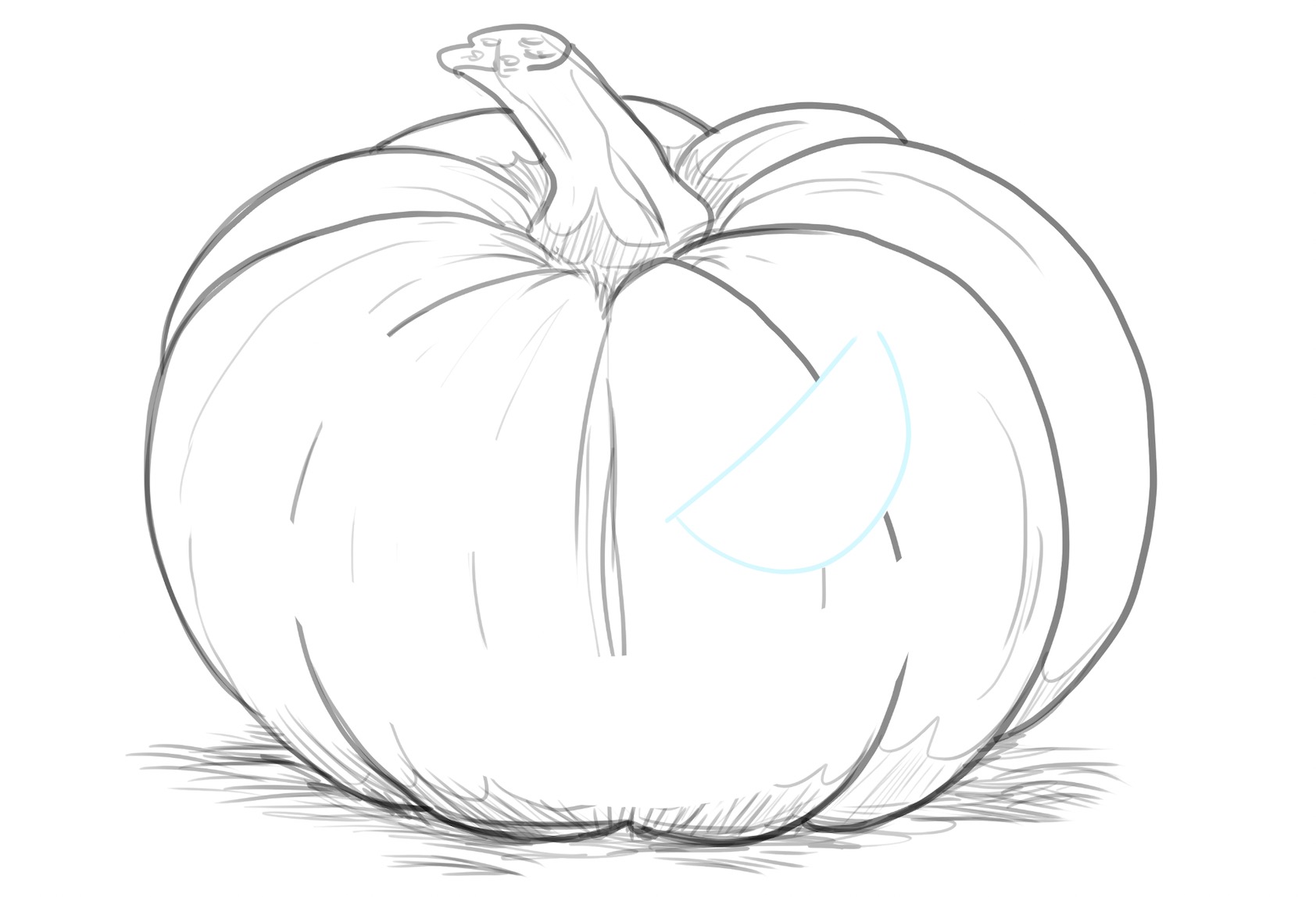 One eye added to the pumpkin sketch.