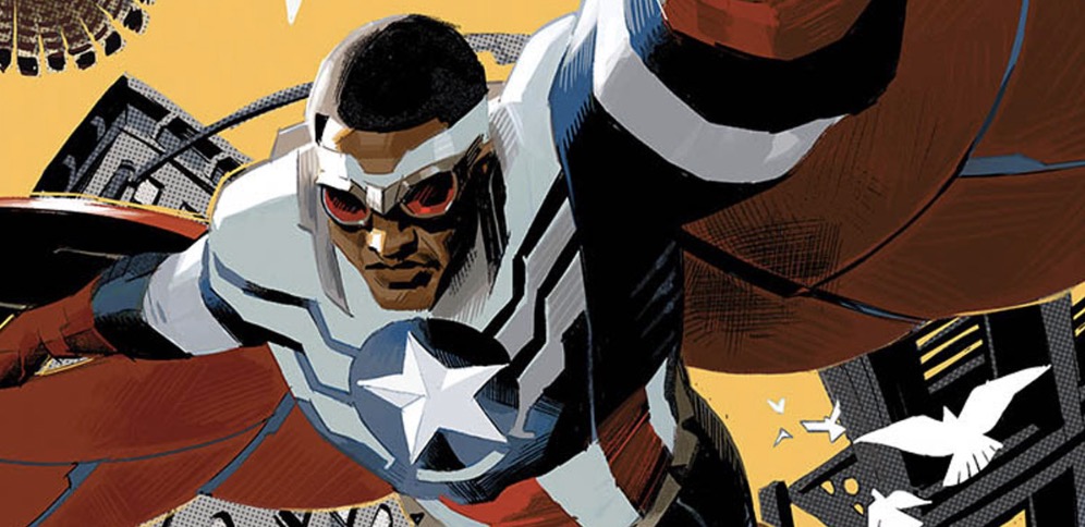 An illustration of Sam Wilson as Captain America.